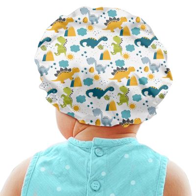 Babrukda Kids Hair Cover Dinosaur Novelty Printed Satin Bonnet Satin Sleep Cap Adjustable Elastic Band Beanie Hat for Night Sleeping Festival Holiday Headwear for Girls Boys Toddler Children Baby