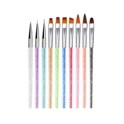 LALAFINA 10pcs Nail Art Pens Nail Painting and Drawing Manicure Accessories for Home and Salon Fine Detail Brush Bristle