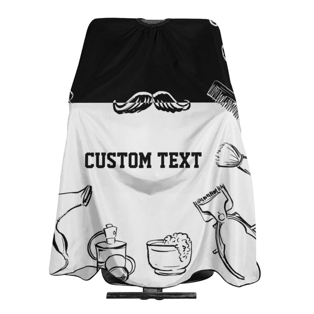 MLIANCEN Custom Barber Cape Hairdresser Cape, Add Your Photo Text or Logo Personalized Black White Barbershop Tools Salon Cape for Men, Customized Hair Cutting Cape for Home Salon Barbershop
