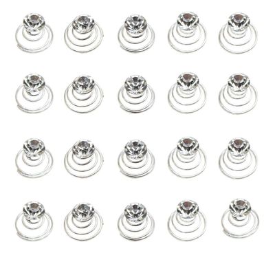 20 Pcs Shiny Rhinestone Spiral Twist Hairpins Crystal Spiral Hair Pins Swirl Hair Twists Coils Hair Clips for Wedding Bridal