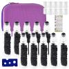 Fengshuibringluck Essential Oil Roller Bottle EVA Carrying Travel Case and 10pcs Essential Oil Gemstone Roller Ball Bottles Frosted Glass Inside 10ml Healing Crystal Chips Feng Shui Roller (Obsidian) view 1