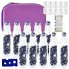 Essential Oil Roller Bottle EVA Carrying Travel Case and 10pcs Essential Oil Gemstone Roller Ball Bottles Frosted Glass Inside 10ml Healing Crystal Chips Feng Shui Roller (Bluestone) view 1