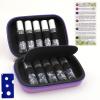Essential Oil Roller Bottle EVA Carrying Travel Case and 10pcs Essential Oil Gemstone Roller Ball Bottles Frosted Glass Inside 10ml Healing Crystal Chips Feng Shui Roller (Bluestone) view 3