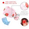 2 Pack Red Strawberry Patterns Adjustable Working Cap with Button,Women Working Hat Sweatband,Ponytail Pouch Tie Back Hats view 3