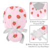 2 Pack Red Strawberry Patterns Adjustable Working Cap with Button,Women Working Hat Sweatband,Ponytail Pouch Tie Back Hats view 4
