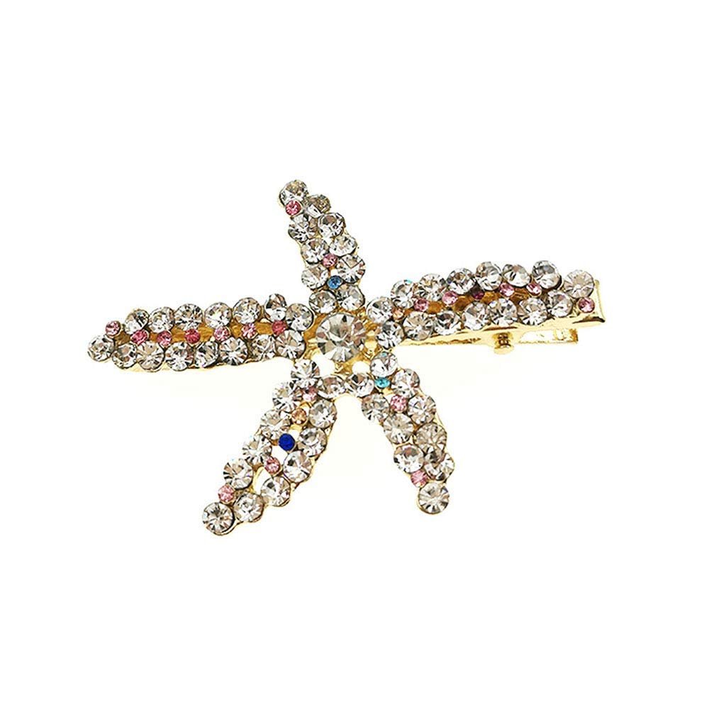 3 Pcs Dragonfly Starfish Hair Clips Bridal Pearl Hair Pins Gold Tone Alligator Hair Clips Wedding Hair Barrette Jewel Hair Pin
