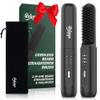 Beard Straightener for Men, Portable Cordless Heated Hair & Beard Straightening Brush with Anti-Scald & Ionic Technology, 3 Temperature Setting Comb for Home Travel view 1