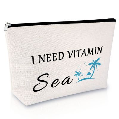 Beach Lover Gift Makeup Bag Beach Themed Gifts Funny Sea Lovers Presents for Women Girls Weekend Vacation Travel Presents for Girls Teen Birthday Christmas Graduation Keepsake Travel Cosmetic Pouch