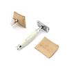Jag Shaving Safety Razor Set - Double Edge Safety Razor Blades - Leather Case - for Safety Razor - for Men and Women - Travel Slicer - White Colour view 2
