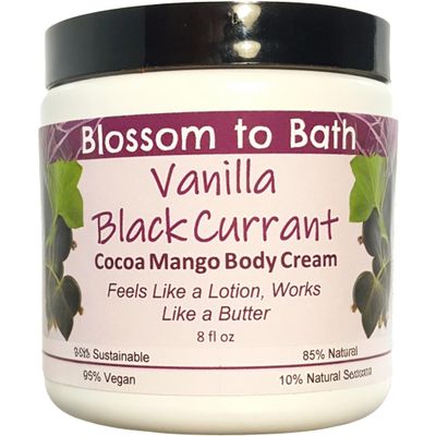 Blossom to Bath Vanilla Black Currant Cocoa Mango Body Cream (8 Ounce) - Natural Fragrance - Feels Like A Lotion And Works Like A Butter with a Sensuous Berry Scent