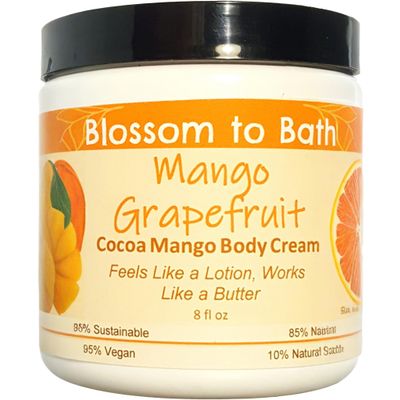 Mango Grapefruit Cocoa Mango Body Cream (8 Ounce) - Natural Fragrance - Feels Like A Lotion And Works Like A Butter with a Fresh Tropical Scent
