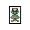 Barber Skull by Tyler Bredeweg Skull With Hat & Razors Traditional Tattoo Barber Shop Art Framed Art Print Ready to Hang view 1