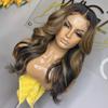 Body Wave Highlights Silk Base Lace Frontal Wig Human Hair for Women Pre Plucked Ombre Colored 13x4 Lace Front Wigs Black Mixed Honey Blone Highlight Hair with Black Roots Can be Curled Lace Closure Wig (20, 4x4 Silk Base Lace Wig 150 Density) view 2