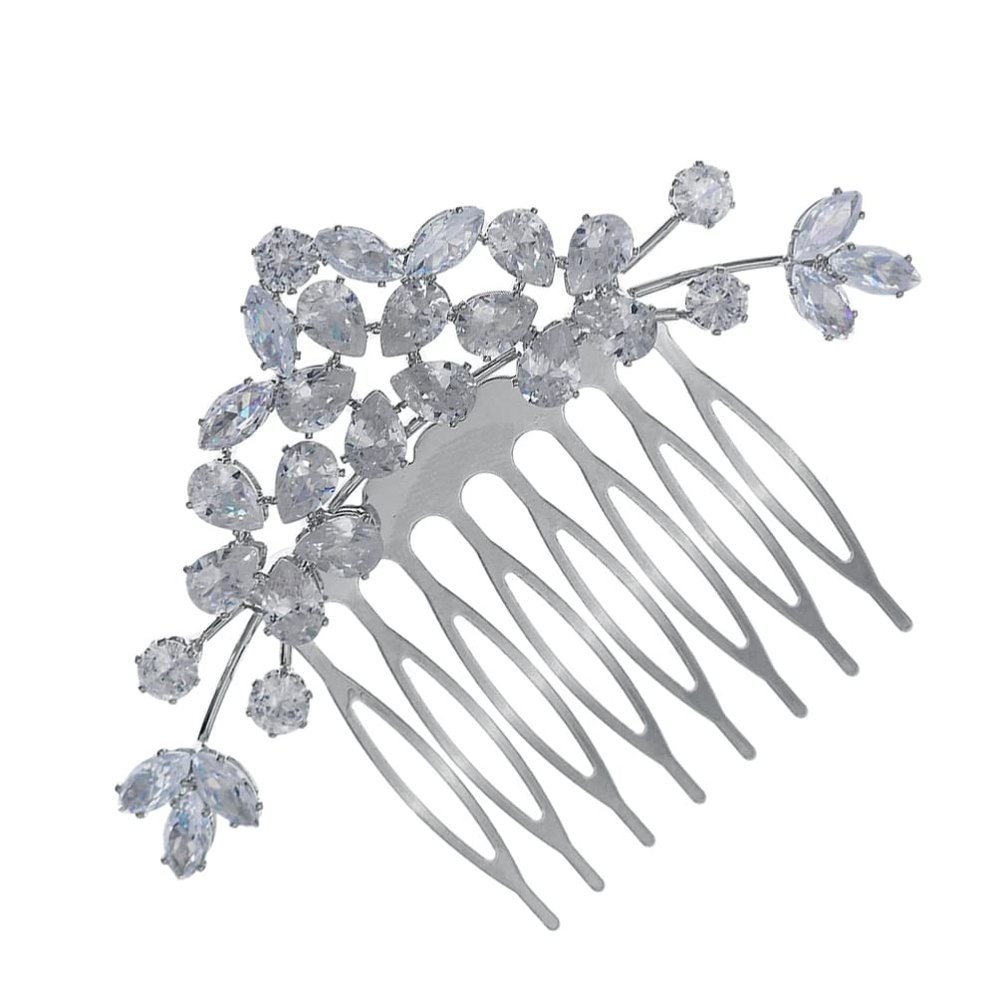 LALAFINA Bride Rhinestone Hair Comb Elegant Shiny Accessory for Weddings Parties and Photography Unique Design Waterdrop-shaped Zircon Stones for Enhanced Charm
