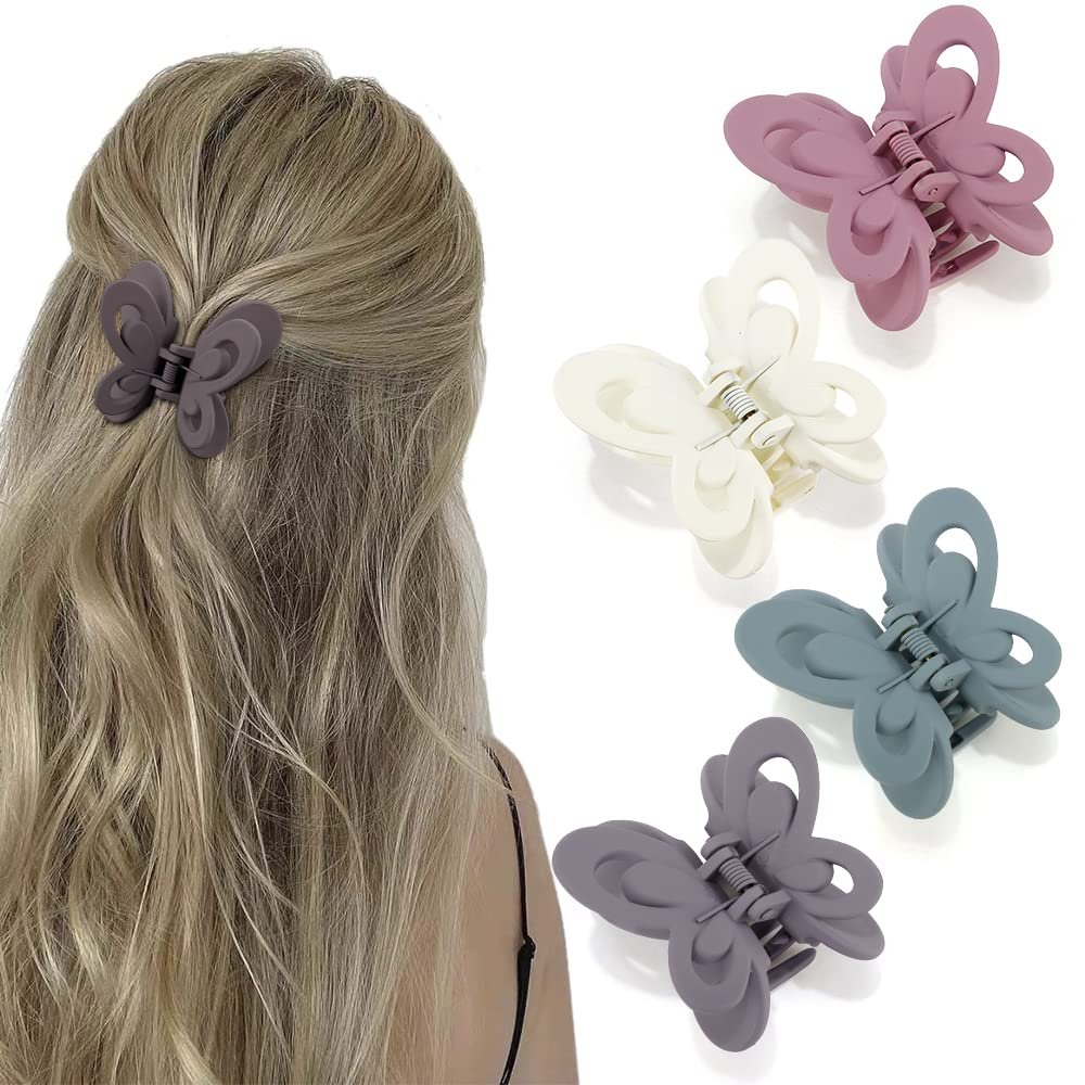 ATODEN Butterfly Hair Accessories: Claw Clips for Thin to Medium Hair, Matte Jaw Clamps, Cute Butterflies for Girls' Birthday Gifts