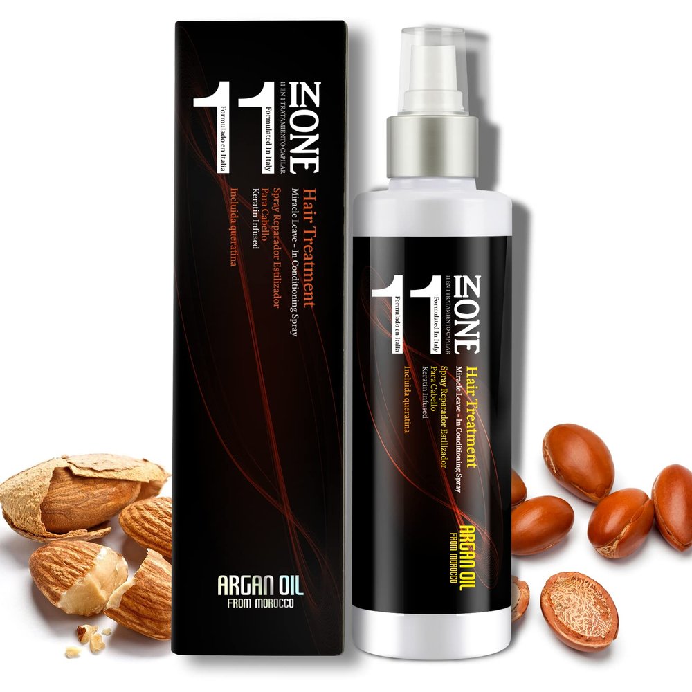 NUSPA 11 in 1 Almond Oil Moisture Leave In Conditioner Detangler Spray,Argan oil Conditioning Cream Daily Hair Moisturizer Stay In Conditioner,Keratin Cream Hair Serum for Frizzy,Dry Damaged Hair
