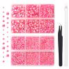 AUREHEN 10000PCs 2-6MM Jelly Deep Pink AB Resin Flat Back Rhinestones, Round Non Hotfix Resin Rhinestones Nail Gems Stones with Tweezer & Picker Pen for Tumblers Nail Art & DIY Decoration view 1