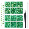 AUREHEN 10000PCs 2-6MM Jelly Deep Green AB Resin Flat Back Rhinestones, Round Non Hotfix Resin Rhinestones Nail Gems Stones with Tweezer & Picker Pen for Tumblers Nail Art & DIY Decoration view 1