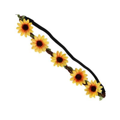 Sewroro 5pcs Daisy Flower Headbands, Sunflower Headband Wedding Festivals Floral Hair Band Flower Floral Elastic Hair Band (Yellow)