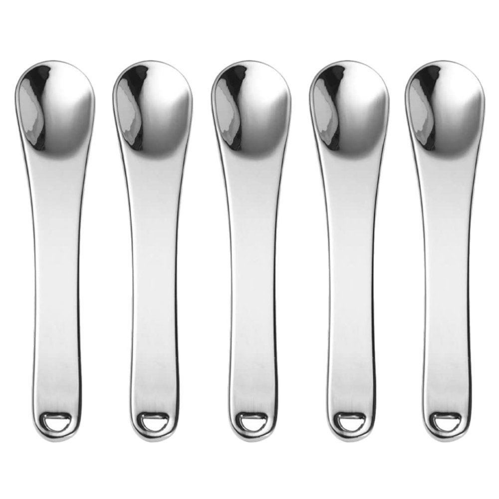 KALLORY 5pcs Mini Cosmetic Spoons Makeup Scoops for Creams Masks and Serums Beauty Application Tools for Skincare and