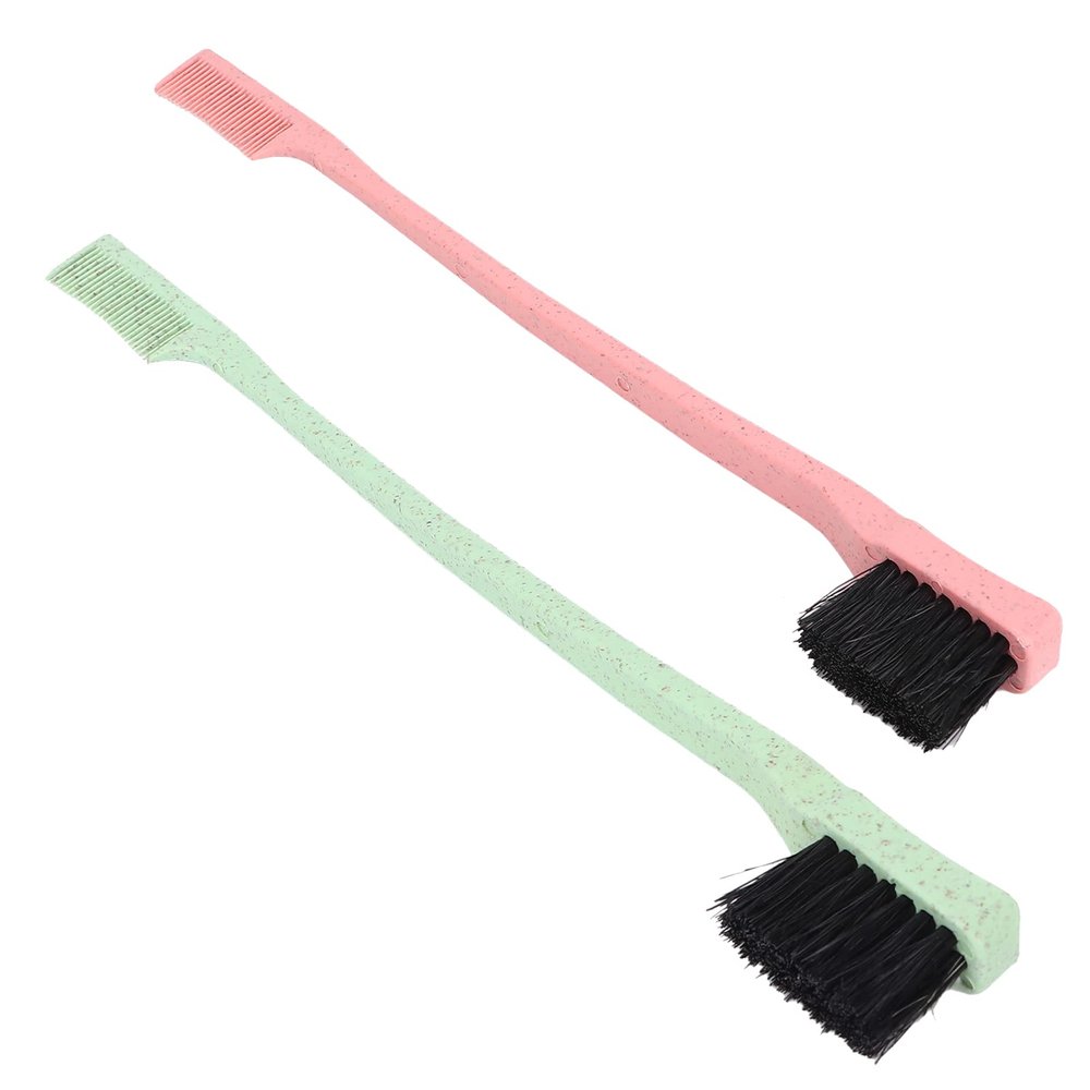 2 Pack Eyebrow Brush Wheatgrass Unique Dual Head Makeup Eyelash Eyebrow Brush Grooming Tool Portable Spool Brush Eyelash Extension(Green+Red)