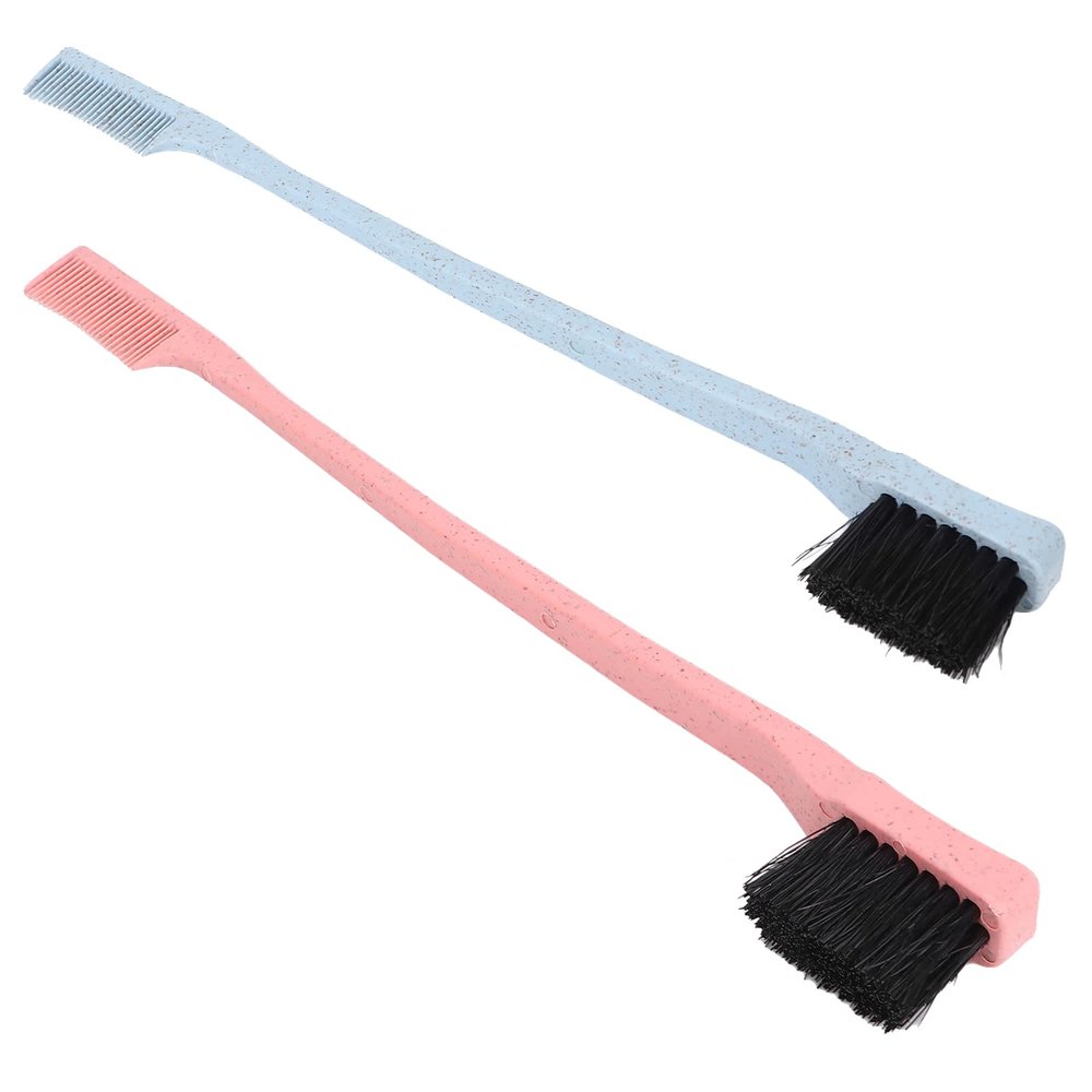 2 Pack Eyebrow Brush Wheatgrass Unique Dual Head Makeup Eyelash Eyebrow Brush Grooming Tool Portable Spool Brush Eyelash Extension(Red+Blue)