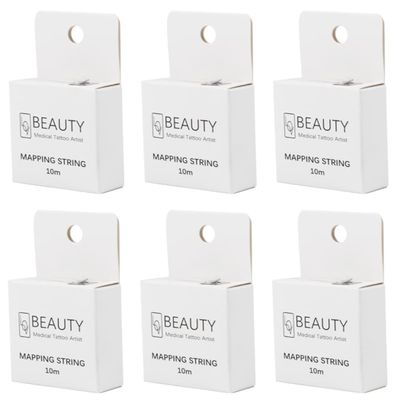 XIAOYU 10M Brow Mapping String Pre-Inked Measuring Tool for Eyebrow Tattoo Microblading Makeup Supplies, White Box, Black Ink