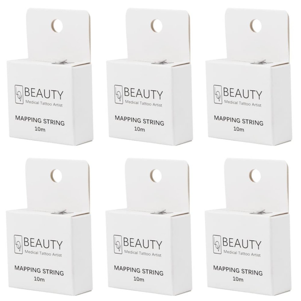 XIAOYU 10M Brow Mapping String Pre-Inked Measuring Tool for Eyebrow Tattoo Microblading Makeup Supplies, White Box, Black Ink