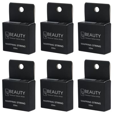 XIAOYU 10M Brow Mapping String Pre-Inked Measuring Tool for Eyebrow Tattoo Microblading Makeup Supplies, Black Box, Black Ink