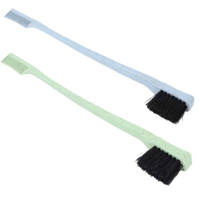 2 Pack Eyebrow Brush Wheatgrass Unique Dual Head Makeup Eyelash Eyebrow Brush Grooming Tool Portable Spool Brush Eyelash Extension(Blue+Green)