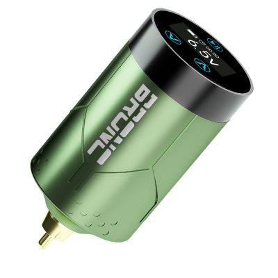 BRONC R1 Wireless Tattoo Battery Power Supply Cordless 2000 mAh Digital OLED Screen for RCA Rotary Tattoo Pen Machine (Green)