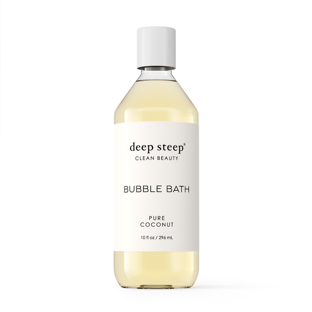 Deep Steep Bubble Bath, Pure Coconut, 10 oz Soothing Soak with Shea Butter, Argan Oil, Aloe Vera & Coconut Oil Vegan, Sulfate-Free, PH-Balanced Clean Beauty