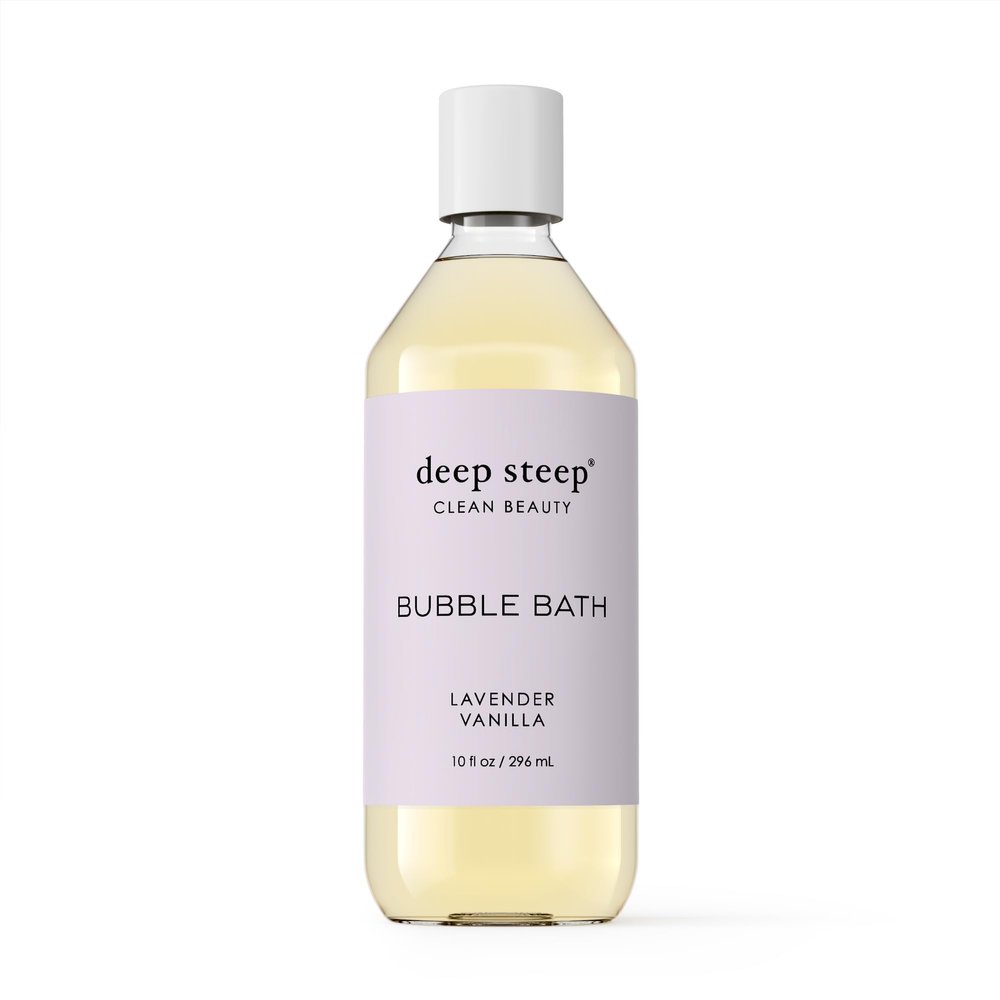 Deep Steep Bubble Bath, Lavender Vanilla, 10 oz Soothing Soak with Shea Butter, Argan Oil, Aloe Vera & Coconut Oil Vegan, Sulfate-Free, PH-Balanced Clean Beauty
