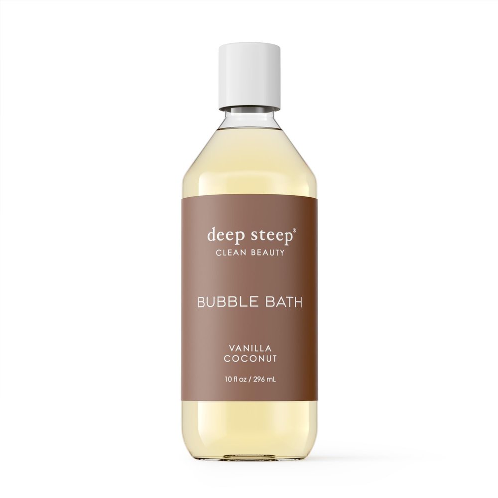 Deep Steep Bubble Bath, Vanilla Coconut, 10 oz Soothing Soak with Shea Butter, Argan Oil, Aloe Vera & Coconut Oil Vegan, Sulfate-Free, PH-Balanced Clean Beauty