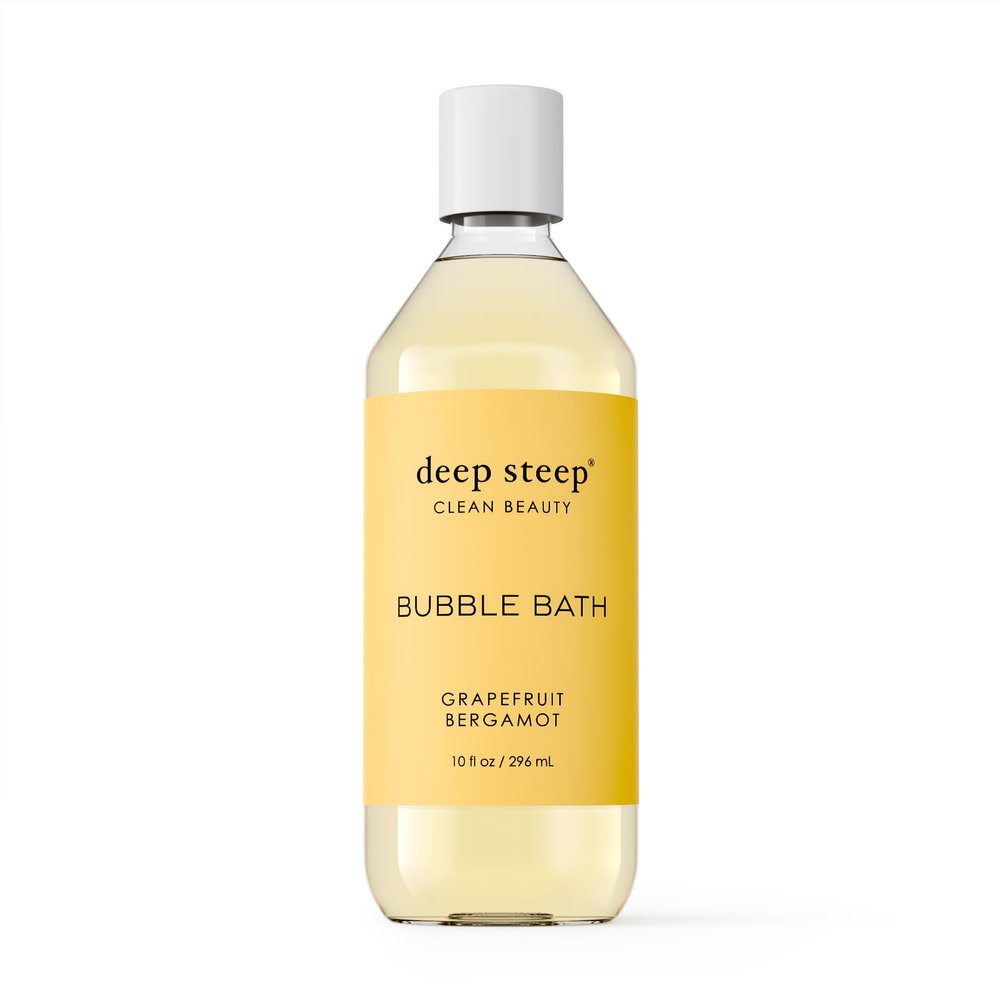 Deep Steep Bubble Bath, Grapefruit Bergamot, 10 oz Soothing Soak with Shea Butter, Argan Oil, Aloe Vera & Coconut Oil Vegan, Sulfate-Free, PH-Balanced Clean Beauty