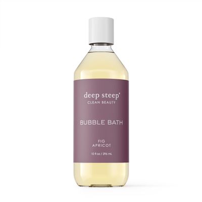 Deep Steep Bubble Bath, Fig Apricot, 10 oz Soothing Soak with Shea Butter, Argan Oil, Aloe Vera & Coconut Oil Vegan, Sulfate-Free, PH-Balanced Clean Beauty