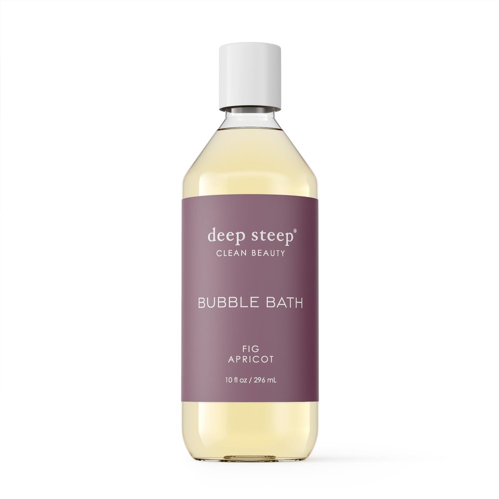 Deep Steep Bubble Bath, Fig Apricot, 10 oz Soothing Soak with Shea Butter, Argan Oil, Aloe Vera & Coconut Oil Vegan, Sulfate-Free, PH-Balanced Clean Beauty