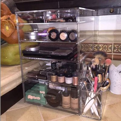 GlamoureBox Clear Acrylic Cosmetic Cube Organizer Makeup Case 5 Drawer A5R