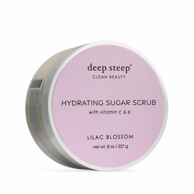 Deep Steep Sugar Scrub, Lilac Blossom, 8 oz  Exfoliating Body Scrub with Organic Coconut Oil, Shea Butter & Argan Oil  Vegan, Clean Beauty, Smooth, Soft & Nourished Skin