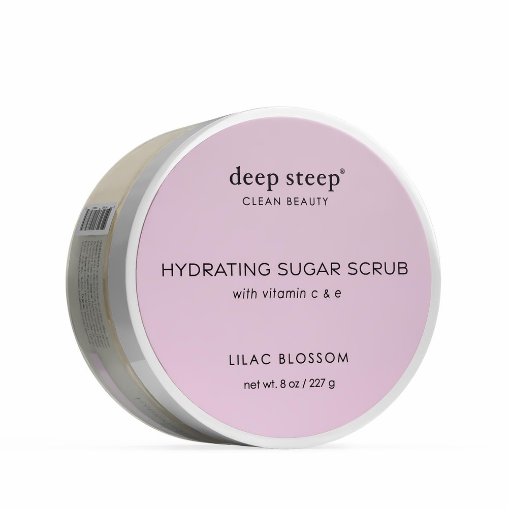 Deep Steep Sugar Scrub, Lilac Blossom, 8 oz  Exfoliating Body Scrub with Organic Coconut Oil, Shea Butter & Argan Oil  Vegan, Clean Beauty, Smooth, Soft & Nourished Skin