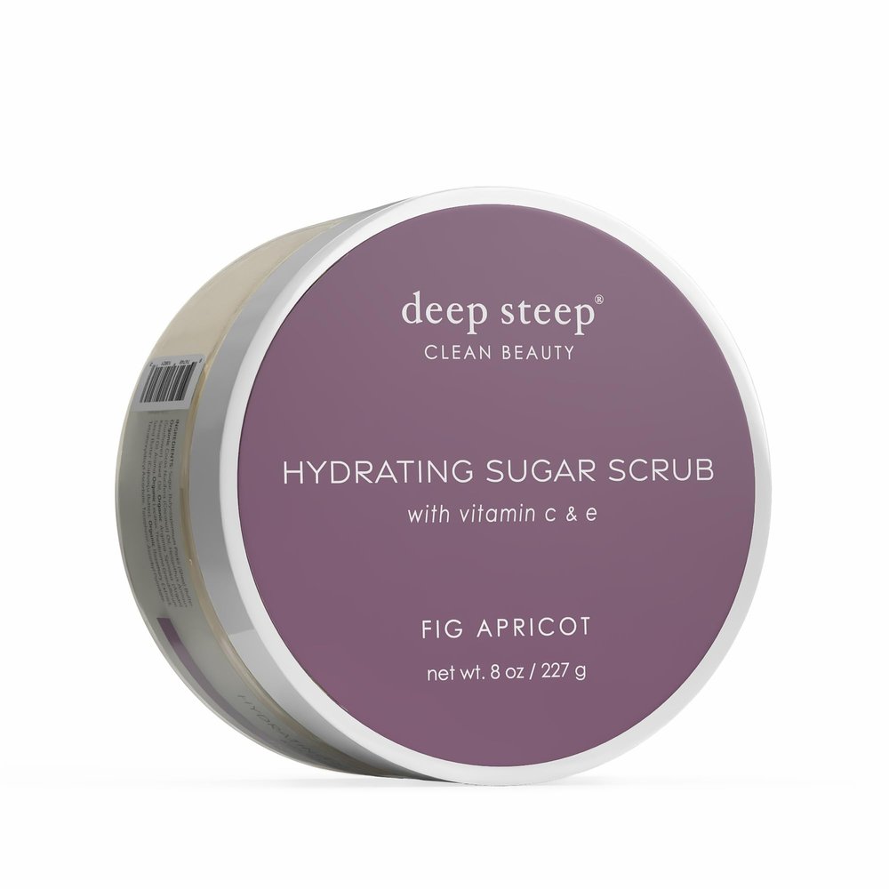 Deep Steep Sugar Scrub, Fig Apricot, 8 oz  Exfoliating Body Scrub with Organic Coconut Oil, Shea Butter & Argan Oil  Vegan, Clean Beauty, Smooth, Soft & Nourished Skin