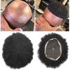 Afro Mens Toupee Full Swiss Lace Kinky Curly Toupee For Black Men African American Men All Lace Afro Wavy Male Prothesis Hair Replacement Systems 100% Brazilian Human Hair Man Balding Hairpieces (4MM AFRO WAVE, 1# JET BLACK) view 2