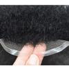 Afro Mens Toupee Full Swiss Lace Kinky Curly Toupee For Black Men African American Men All Lace Afro Wavy Male Prothesis Hair Replacement Systems 100% Brazilian Human Hair Man Balding Hairpieces (4MM AFRO WAVE, 1# JET BLACK) view 4