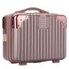 BSTKEY Portable Hard Shell Cosmetic Travel Case, Small Travel Hand Luggage with Elastic Band, Mini ABS Carrying Makeup Case Suitcase, Rose Gold view 1