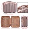 BSTKEY Portable Hard Shell Cosmetic Travel Case, Small Travel Hand Luggage with Elastic Band, Mini ABS Carrying Makeup Case Suitcase, Rose Gold view 2