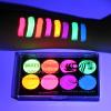 MEICOLY Neon Face Paint,UV Blacklight Glow Face Paint,8 Bright Colors Neon Fluorescent Rave Body Paint Palette,Water Activated Eyeliner,Water Based Glow In The Dark Halloween Washable for Kids Adults view 1