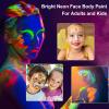 MEICOLY Neon Face Paint,UV Blacklight Glow Face Paint,8 Bright Colors Neon Fluorescent Rave Body Paint Palette,Water Activated Eyeliner,Water Based Glow In The Dark Halloween Washable for Kids Adults view 3