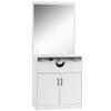 BarberPub Backwash Shampoo Bowl Sink Chair Station with Mirror Salon Styling Cabinet Spa Equipment 3130 (White) view 1