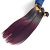 Brazilian Straight Hair Extension Ombre Burgundy Color Sew in Hairstyle for Black Women, 3 Bundles 300 Grams Pack (24 24 24 Inches) view 2