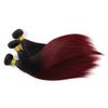 Brazilian Straight Hair Extension Ombre Burgundy Color Sew in Hairstyle for Black Women, 3 Bundles 300 Grams Pack (24 24 24 Inches) view 3
